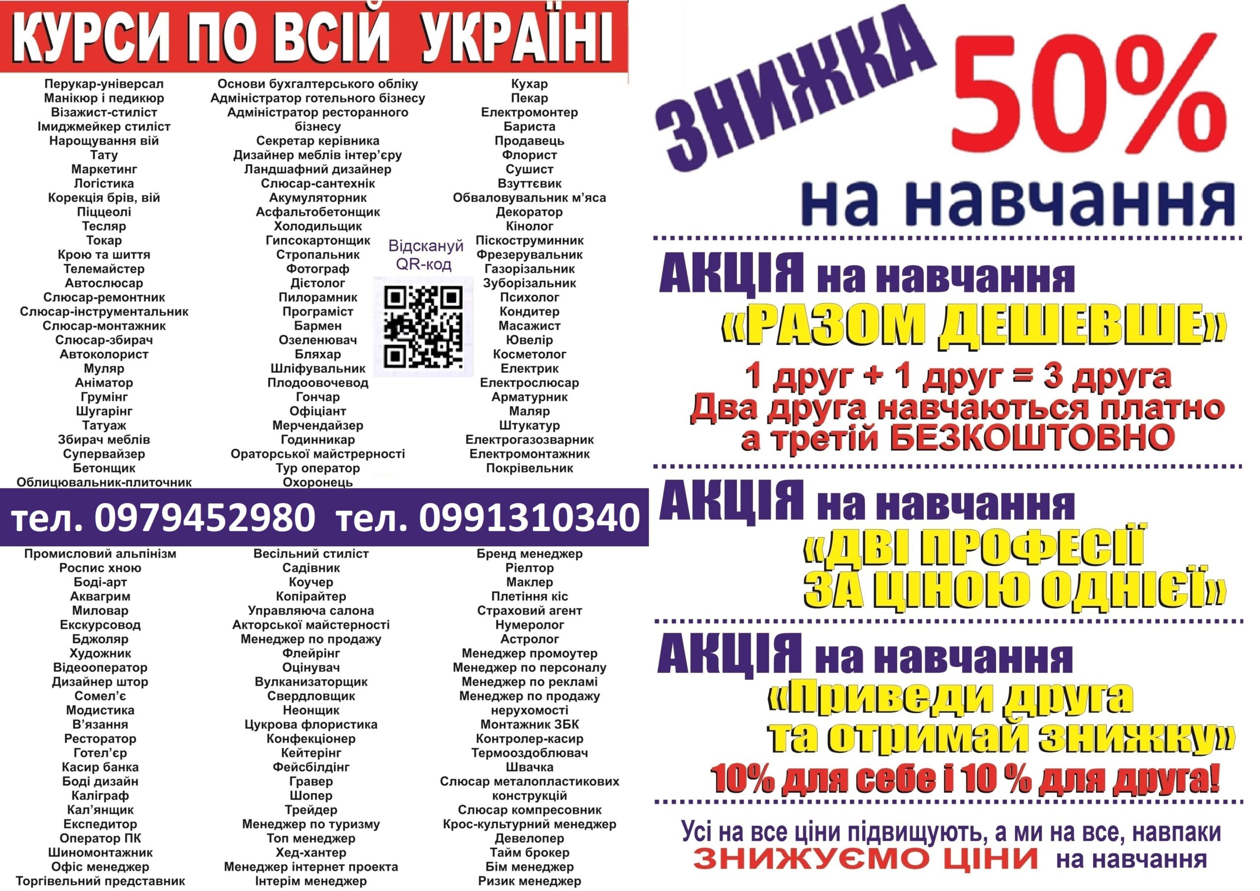 Курси пекар, бровіст, тесляр, плиточник, барист