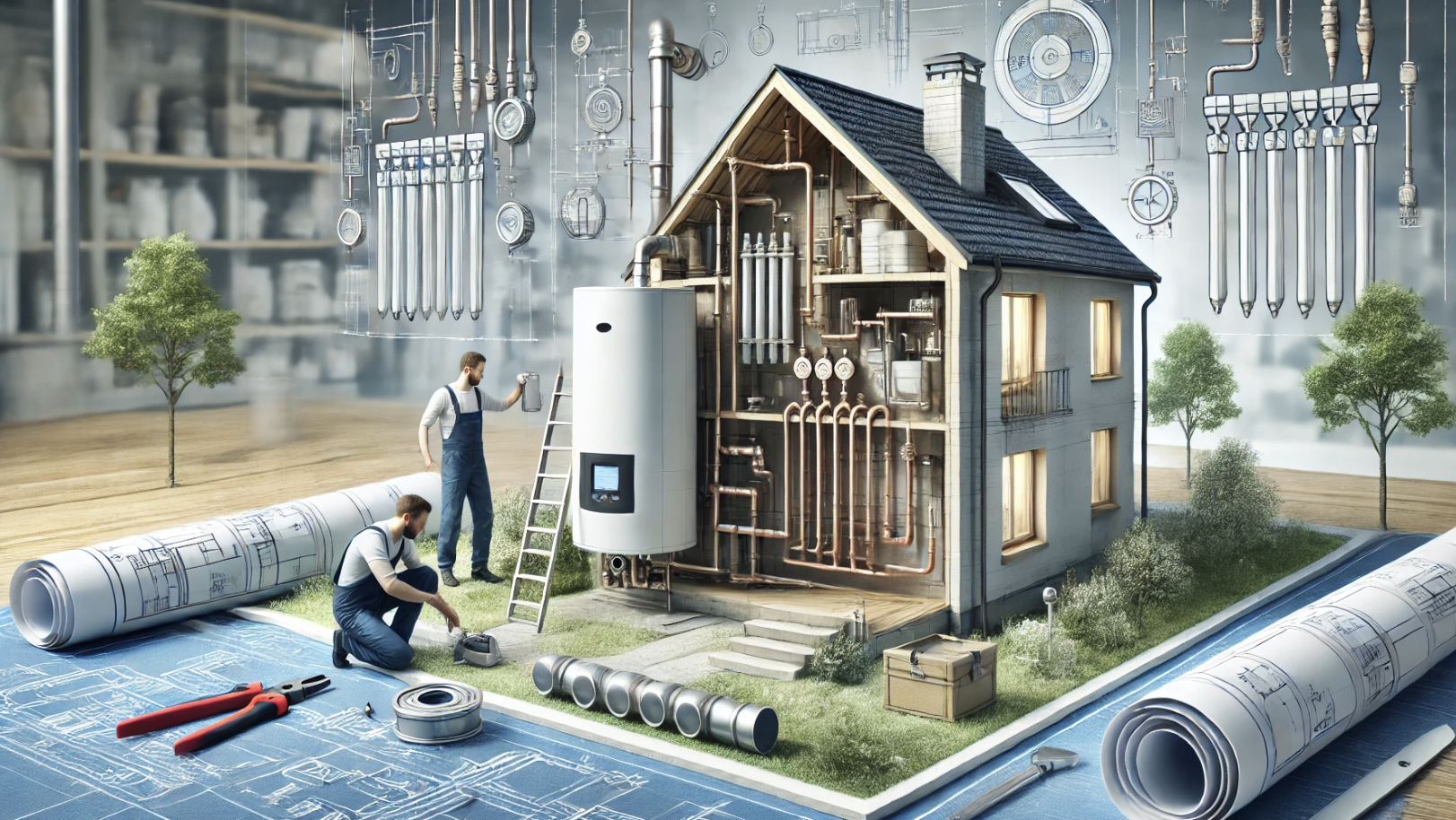 Монтаж отопления загородного дома, дачи. Водоснабжение. ЛОС